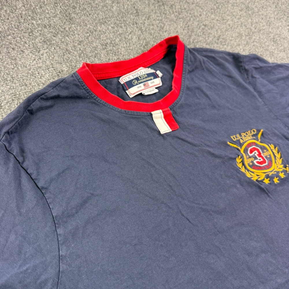 VTG U.S. Polo Assn T-Shirt Medium Blue 125th Anniversary Embroidered Mens